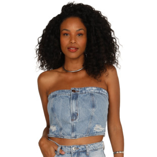 Top Jeans Onça Preta Lastex AV24 Azul Feminino