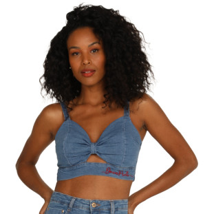 Top Jeans Onça Preta Laço AV24 Azul Feminino