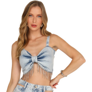 Top Jeans Onça Preta Laco AV24 Azul Feminino