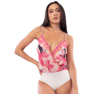 Body Onça Preta Frente Localizada Av23 Rosa Feminino