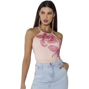 Body Onça Preta Metal Gola Av23 Rosa Feminino