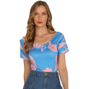 Body Onça Preta Ombro A Ombro Print AV24 Azul Feminino
