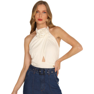 Body Onça Preta Flor AV24 Off White Feminino