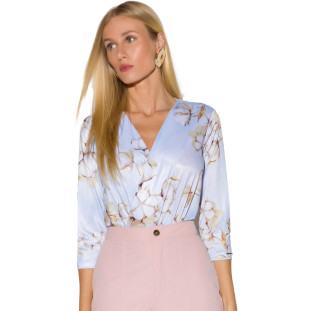 Body Onça Preta Feminino Transpasse No Decote Poliester In24 Azul Feminino