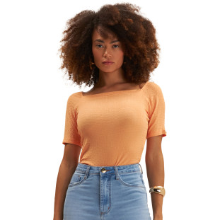 Body Onça Preta Decote Quadrado Ve25 Laranja Feminino