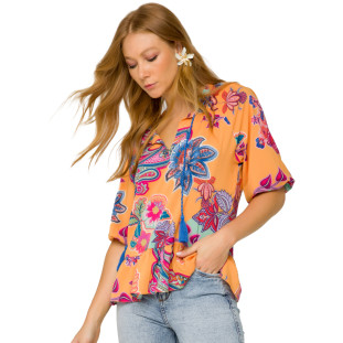 Blusa Onça Preta Detalhe Cordao VE22 Amarelo Feminino