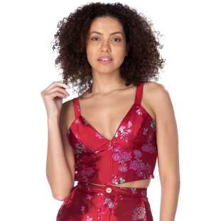 Blusa Onça Preta Top Corcelet Jacquard IV22 Rosa Feminino