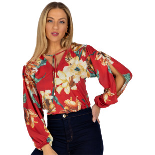 Blusa Onça Preta Open Schoudler IV22 Vermelho Feminino