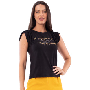 Blusa Onça Preta Sued Metalic VE23 Preto Feminino