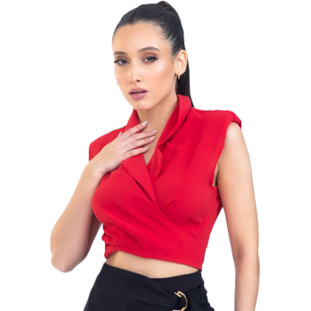 Blusa Onça Preta Envelope VE23 Vermelho Feminino