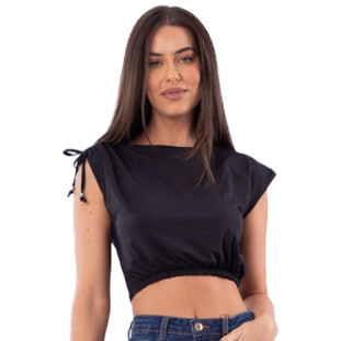 Blusa Cropped Onça Preta Estampado Tunel Av23 Preto Feminino