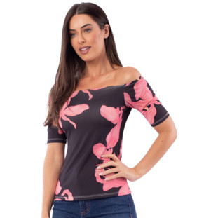 Blusa Onça Preta Ombro A Ombro Av23 Preto Feminino