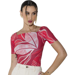 Blusa Onça Preta Ombro A Ombro Av23 Vermelho Feminino