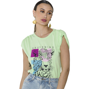 Blusa Onça Preta Muscle Franzida O23 Verde Feminino