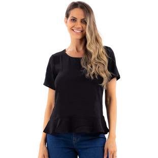 Blusa Onça Preta Babado VE24 Preto Feminino