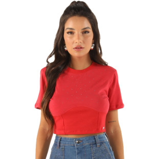 Blusa Onça Preta Corselet VE24 Vermelho Feminino