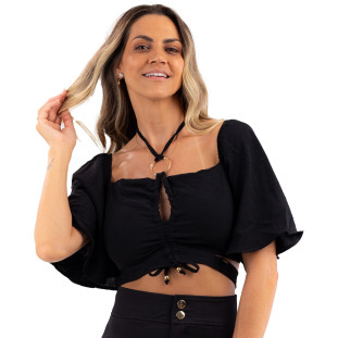 Top Onça Preta Ombre VE24 Preto Feminino