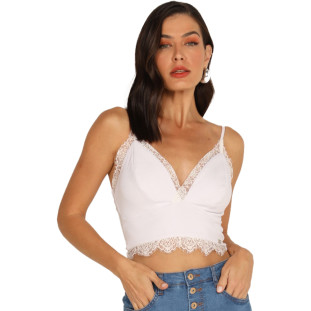 Blusa Onça Preta Lingerie Chantily AV24 Branco Feminino