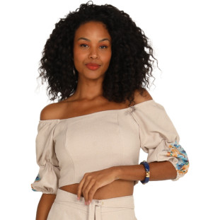 Blusa Cropped Onça Preta Rustc AV24 Off White Feminino