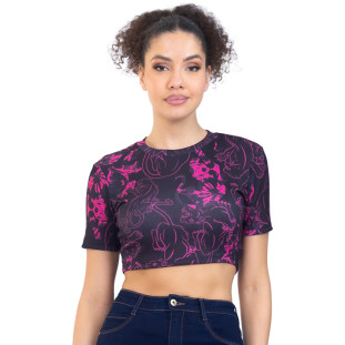 Blusa Onça Preta Estampada Basic PR23 Preto Feminino