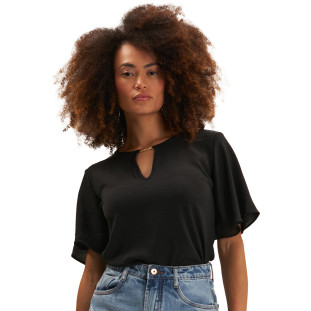 Blusa Onça Preta Manga Gode Ve25 Preto Feminino