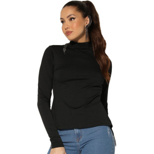 Blusa Onça Preta Franjas I23 Preto Feminino