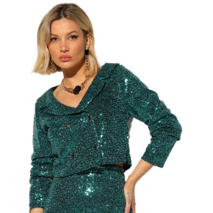 Blusa Blazer Onça Preta Velvet I23 Verde Feminino