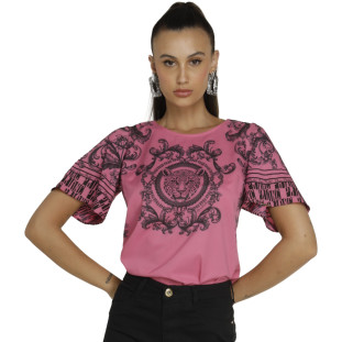 Camisa Cropped Onça Preta Amarrada V23 Rosa Feminino