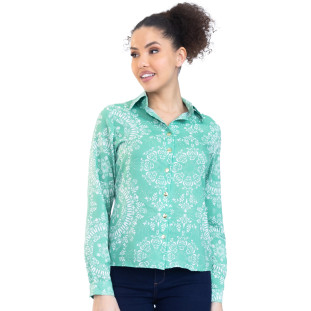 Camisa Onça Preta Estampada PR23 Verde Feminino