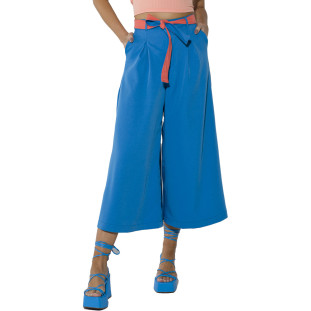 Calça Wide Onça Preta Pantacort Collor O23 Azul Feminino