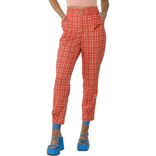 Calça Onça Preta Alfaiataria Estampada O23 Laranja Feminino