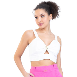 Top Onça Preta Mini Cutout VE23 Off White Feminino