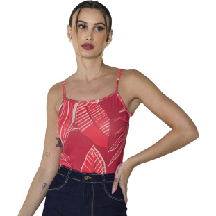 Regata Onça Preta Basica Estampada O23 Vermelho Feminino