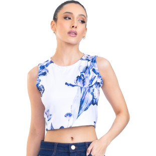 Regata Onça Preta Cropped PR23 Branco Feminino