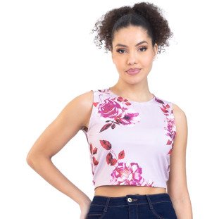 Regata Onça Preta Cropped PR23 Rosa Feminino