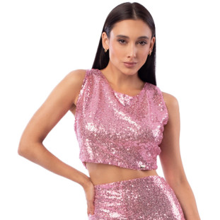 Top Cropped Onça Preta Paete Av23 Rosa Feminino