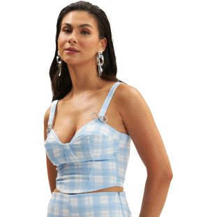 Top Onça Preta Corselet Ve25 Azul Feminino
