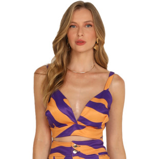 Top Onça Preta Basico Estampado AV24 Roxo Feminino