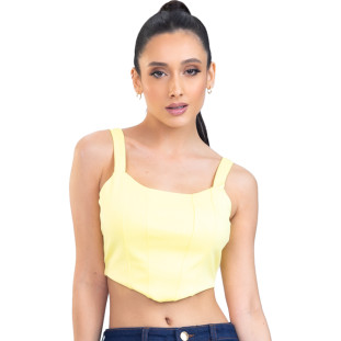 Top Onça Preta Corselet PR23 Amarelo Feminino