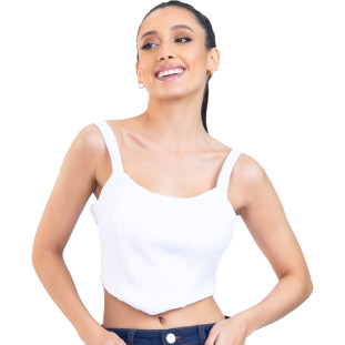 Top Onça Preta Corselet PR23 Branco Feminino