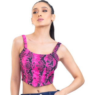 Top Onça Preta Corselet PR23 Rosa Feminino