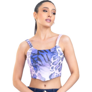 Top Onça Preta Corselet PR23 Lilás Feminino