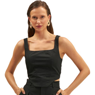 Top Onça Preta Corselet Ve25 Preto Feminino