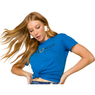 Tshirt Onça Preta Estampa Stronger VE22 Azul Feminino