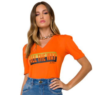 Tshirt Onça Preta Decote V VE22 Laranja Feminino