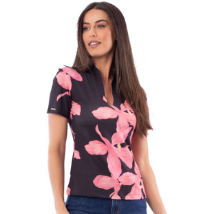 Tshirt Onça Preta Decote V AV23 Preto Feminino