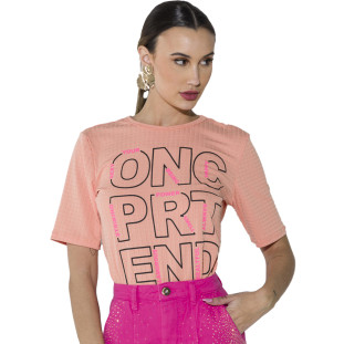 T-Shirt Canelada Onça Preta Av23 Laranja Feminino