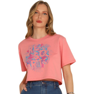 Blusa Cropped Onça Preta Estampada AV24 Rosa Feminino