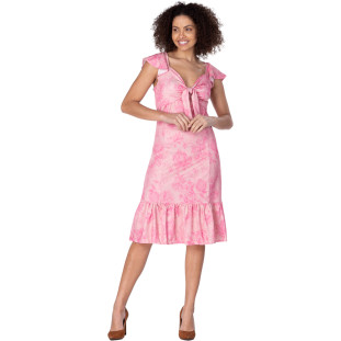 Vestido Onça Preta Midi Estampado VE22 Rosa Feminino