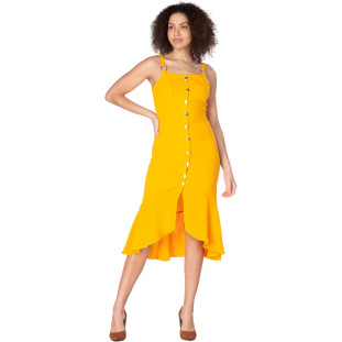 Vestido Onça Preta Midi Mulett AV22 Amarelo Feminino